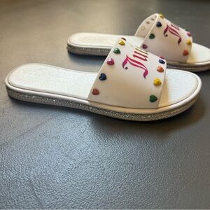 Juicy Couture White Sandals with Multicolor Accents